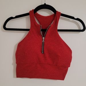 Bombshell Sportswear Edgy Long Line Bra Red